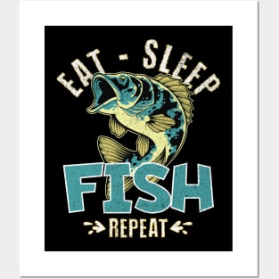 Eat Sleep Fish Repeat Posters and Art